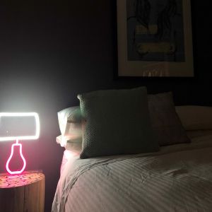 Neon Side Table Lamp | White and Pink