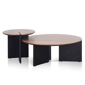 Nest of Ewing Light Walnut Coffee Table | Black Legs