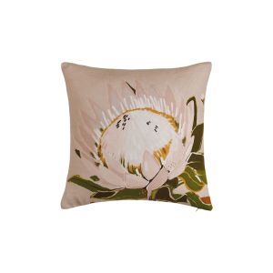 Neutral Protea Square Linen Cushion with Feather Insert | 50x50cm