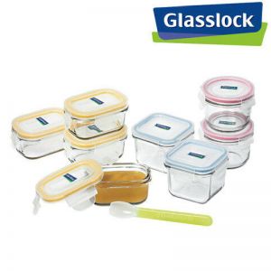 New Glasslock 9 Piece Baby Food Container Set with Silicone Spoon