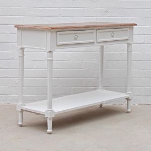New Marseille Console | White / Weathered Oak Top