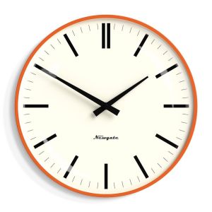 Newgate Radio City Wall Clock | Roman Numerals | Matte Pumpkin Orange