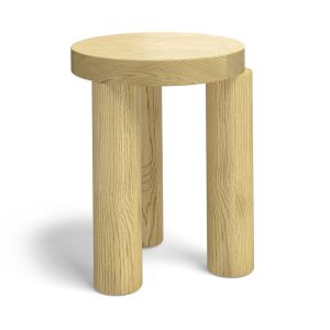 Nomad Round Solid Oak Side Table Stool | Natural | by L3 Home