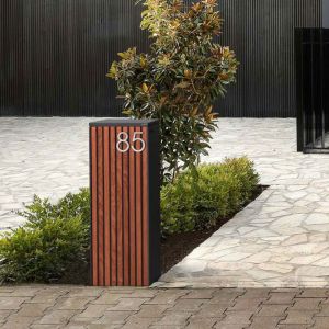 Noosa Parcel Pillar Letterbox | Charcoal Merbau