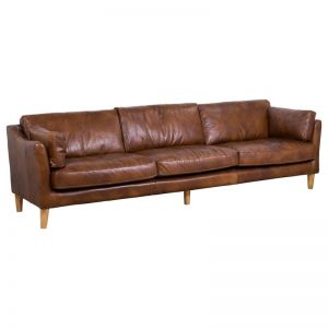 Nordic 4 Seater Leather Sofa | Sienna Brown | Schots