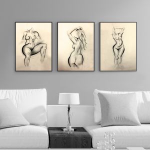 Nudes | Set of 3 | Framed Art Print on Acrylic