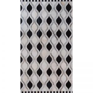 Ogee Pattern Hide Rug | Black/Grey/Natural