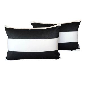 Outdoor Cushion Set Monte Carlo Black 2 Pack 30cm x 45cm RECTANGLE | Sunbrella Fade and Water Resist