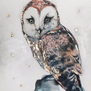 Owl | Original Artwork with Gold Leaf by Antuanelle