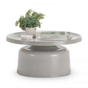 Palemo Round Pedestal Tray Coffee Table | Dove Grey