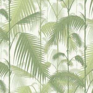 Palm Jungle wallpaper - Olive Green on White