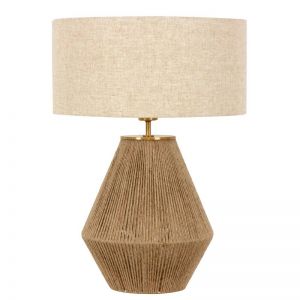 Paloma 2 Light Table Lamp with Jute Base and Natural Linen Shade | Beacon