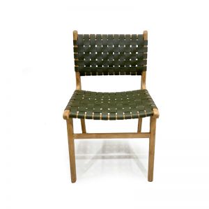 Pasadena Leather Side Chair | Woven | Olive