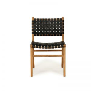 Pasadena Woven Leather Side Chair | Black