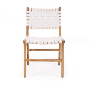Pasadena Woven Leather Side Chair | White | PREORDER