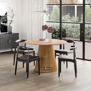 Pedie 5 Piece Dining Set with Elba Black Oak Chairs | by L3 Home
