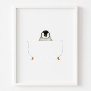 Penguin in Bathtub | Unframed Art Print by Hannah Crouch