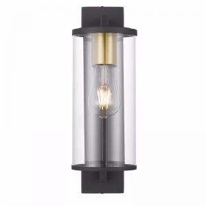 Perova 40 Exterior Wall Lamp | Black and Clear | Industrial Lighting