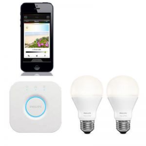 Philips Hue Wi-Fi Starter Kit w/ 2.0 Bridge/2x E27 Warm White LED Light Bulb/App