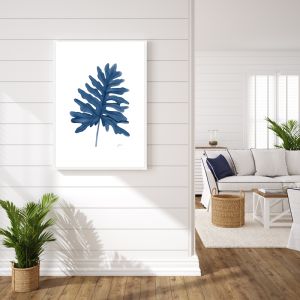 Philodendron Living in Navy Blue Fine Art Print | by Pick a Pear | Framed