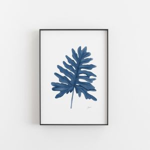 Philodendron Living in Navy Blue Wall Art Print | by Pick a Pear | Unframed