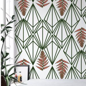 Phoebe - Nature’s Glamour | Eco Wallpaper | Phoebe Coral Green | Amba Florette