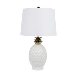Pineapple Table Lamp | White & Gold