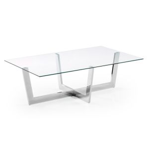 Plam Chrome and Glass Coffee Table | 120x70cm