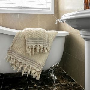 Pom Pom Turkish Bath Towel | Natural