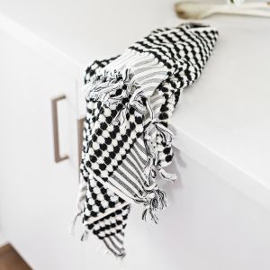 Pom Pom Turkish Hand Towel | Black and White