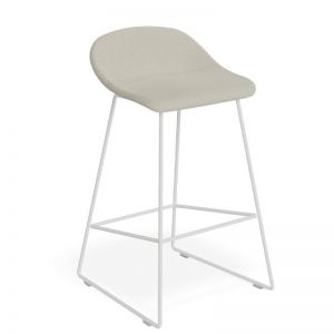 Pop Stool White Frame and Fabric Seat | Light Grey