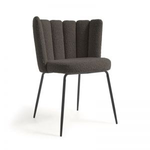 Aniela Dining Chair | Black Boucle Fabric