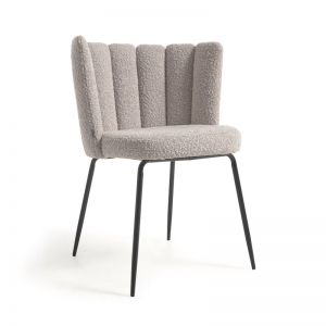 Aniela Dining Chair | Grey Boucle Fabric