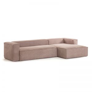 Pre-order - June arrival | Blok Pink Corduroy 3 Seater Sofa | With Right Chaise Longue