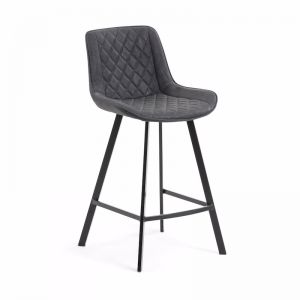 Adela Barstool in Black Synthetic Leather