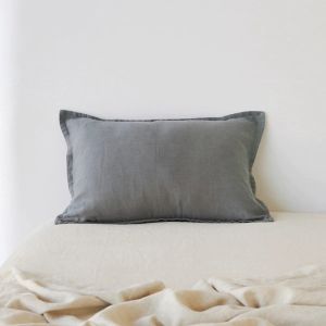 Pure Linen Cushion Cover | 60x40cm | Charcoal