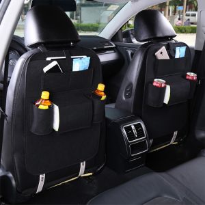 PVC Leather Car Back Seat Storage Bag Multi-Pocket Organizer Backseat and iPad Mini Holder Black
