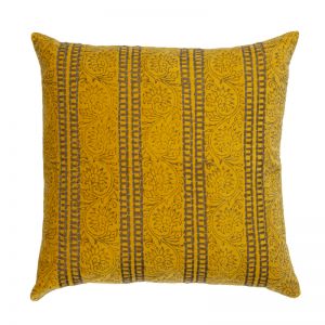 Raj Velvet Cushion | Yellow