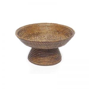 Rattan Fruit Bowl with Stand | Brown and Whitewash | by SATARA