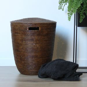 Rattan Laundry Basket | Whitewash and Brown | by SATARA