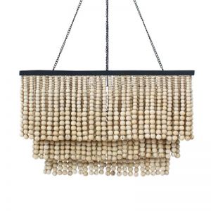 Rectangle Beaded Chandelier | Natural | by Raw Decor