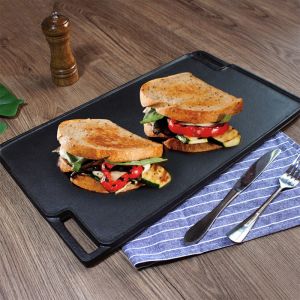 Rectangular Cast Iron Portable Grill Plate with Handle | 45cm