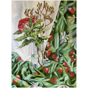 Red Gum Blossom on Flowing Australiana | Ltd Edition Print by Alicia Cornwell