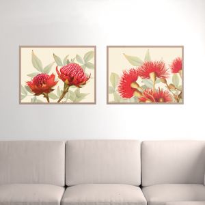 Red Gum Flowers | Set Of 2 | Framed Art Print on Acrylic