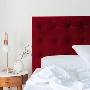 Red Red Wine Velvet Buttoned Bedhead | All Sizes | Custom Made by Martini Furniture
