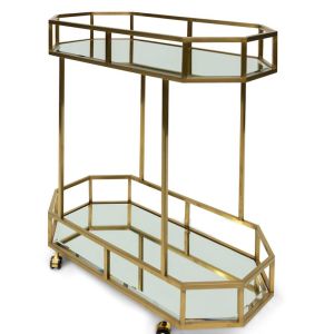 Reggie Bar Cart | Mirror and Gold Base