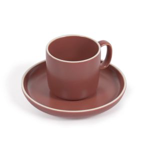 Roperta Porcelain Coffee Cup and Saucer | Terracotta
