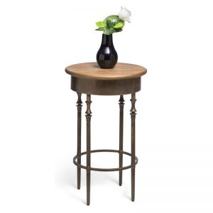Round Wooden Side Table with Finial Legs | Dark French Brass Finish | by Lirash