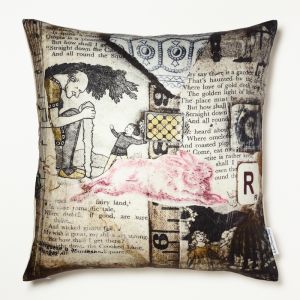 Running Bunny Collage | Printed Linen Cushion Cover by Barbara ODonovan