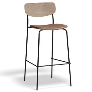 Rylie Stool | 65cm or 75cm | Tan Vegan Leather Seat With Natural Backrest